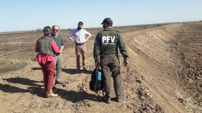El terraplén que se construyó en forma irregular en la isla frente a Rosario. 