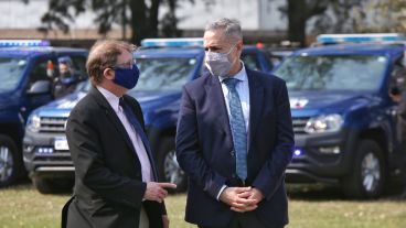 El ministro de Seguridad y la jefa de Policía, Marcelo Sain y Emilce Chimenti.