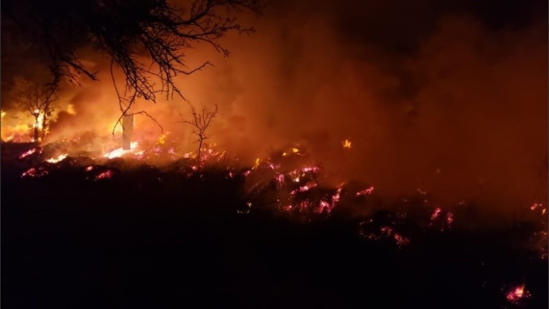 Las llamas en un campo del norte santafesino.