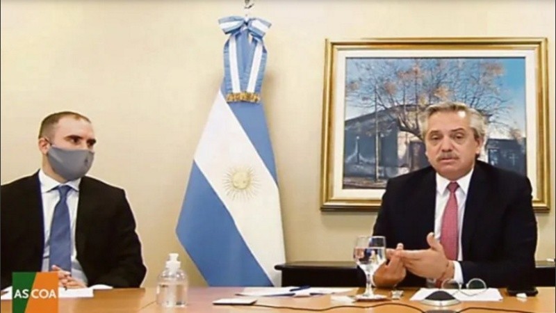 Martín Guzmán y Alberto Fernández reunidos en Olivos.