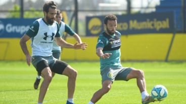 Laso, en la marca de Gamba en un entrenamiento.
