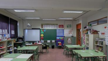 Aula vac�a en un colegio de Madrid tras la suspensi�n de las clases por el coronavirus.