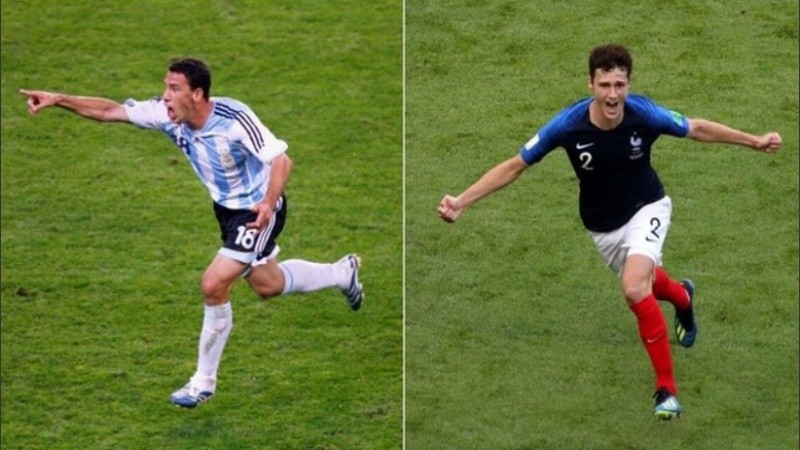 Maxi le marcó a México en 2006. Pavard, a Argentina en 2018. Ambos en octavos de final.