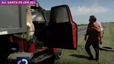 Así quedó la cabina del camión.