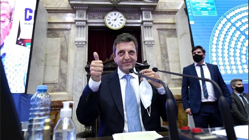 El presidente de la Cámara de Diputados, Sergio Massa, después de la media sanción del proyecto.