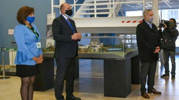 La actividad que compartieron este lunes en Rio Negro el gobernador y el ministro.