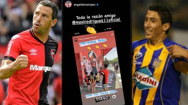 Los referentes de Newel's y Central saludaron a Maradona sin reparar en las diferencias.