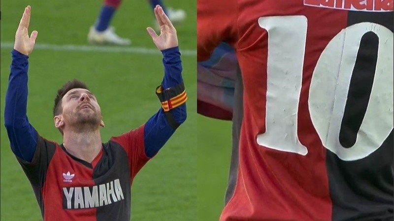 El homenaje de Messi al Diez en Barcelona.