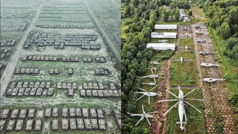 Las fotos muestran más de mil tanques que fueron abandonados en el lejano oriente de Rusia. 