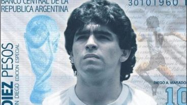 Maradona hecho billete. La figura de Diego podría incrementar las arcas del Estado.