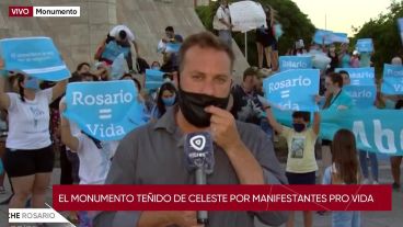 Los "celestes" al Monumento.