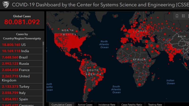 Los datos de la pandemia por países, actualizados a este sábado a las 16.