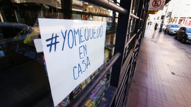 Una posta del primer día de la cuarentena obligatoria en Rosario.