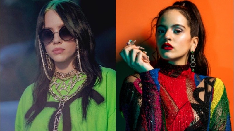 Las cantantes Rosalía y Billie Eilish.