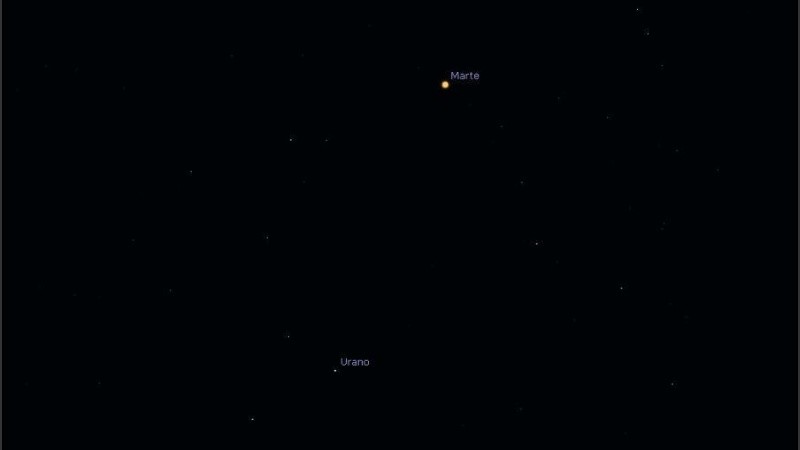 Este jueves se va a encontrar a una distancia de 1,75 grados del sur de Marte.