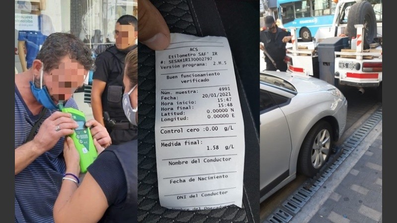 El test dio 1,58 gr/l de alcohol en sangre.