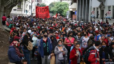 La movilización este martes por el centro de la ciudad.