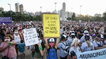 La manifestación de este año con barbijo y protocolos.