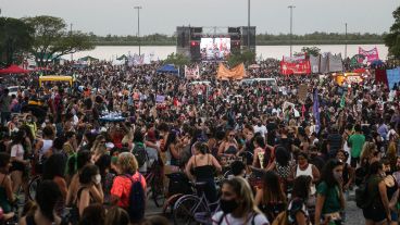 La manifestación de este año con barbijo y protocolos.