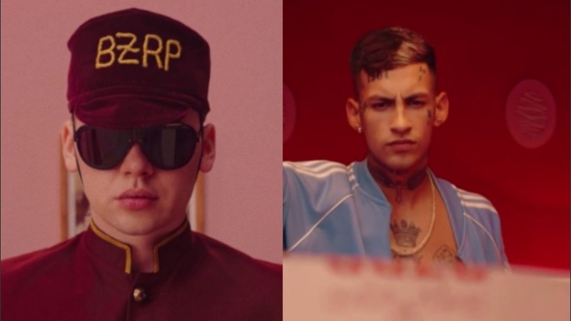 Bizarrap y L-Gante en una estética Wes Anderson.