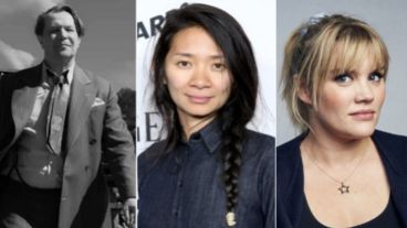 Gary Oldman, protagonista de “Mank” y las directoras Chloé Zhao (“Nomadland”) y Emerald Fennell (“Promising Young Woman”)