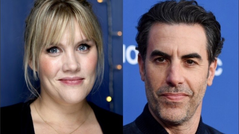 La directora, actriz y guionista Emerald Fennell y el actor, director y guionista Sacha Baron Cohen