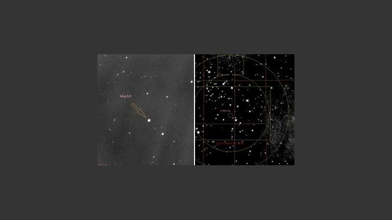 La nova, designada V1405 Cas, todavía es visible en el cielo.