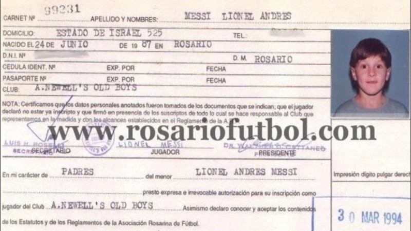Lionel Messi, jugador de Newell's. Era 1994.