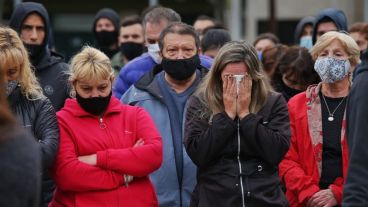 La marcha de este domingo a la mañana frente al Centro de Justicia Penal.