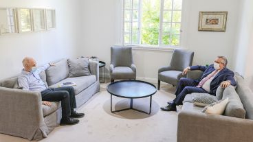 El presidente Alberto Fernández se encontraba reunido esta mañana a solas con el jefe de Gobierno porteño, Horacio Rodríguez Larreta.