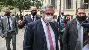 Alberto este viernes en la sede de Gobernación de Santa Fe en Rosario.