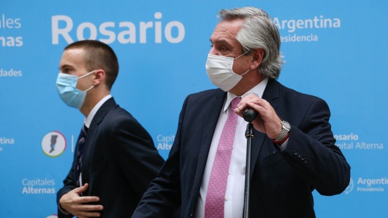 Postales de la visita a Rosario del presidente Alberto Fernández y sus ministros este viernes al mediodía.