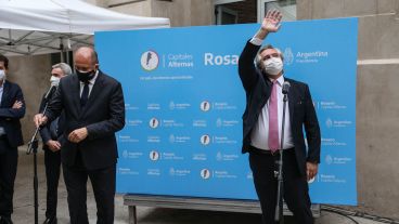 Postales de la visita a Rosario del presidente Alberto Fernández y sus ministros este viernes al mediodía.