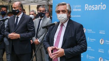 Postales de la visita a Rosario del presidente Alberto Fernández y sus ministros este viernes al mediodía.