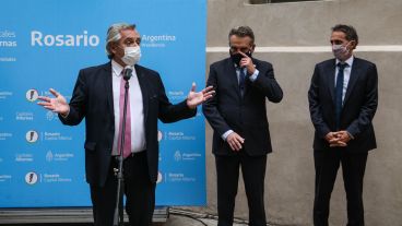 Postales de la visita a Rosario del presidente Alberto Fernández y sus ministros este viernes al mediodía.