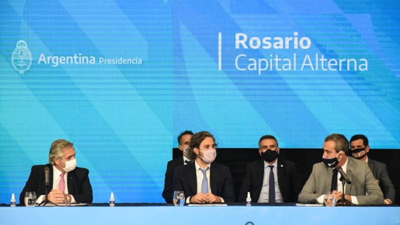 Postales de la visita a Rosario del presidente Alberto Fernández y sus ministros este viernes al mediodía.