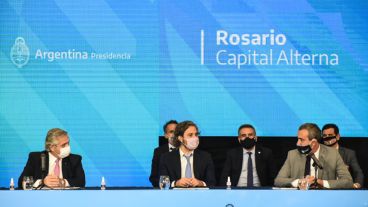 Postales de la visita a Rosario del presidente Alberto Fernández y sus ministros este viernes al mediodía.