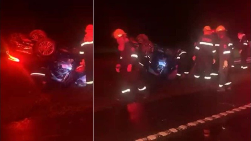 Imágenes que pudieron obtenerse tras el impacto fatal en la ruta. 