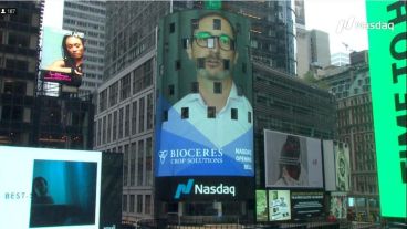 Federico Trucco, empresario rosarino CEO de Bioceres, en las pantallas del corazón de Wall Street