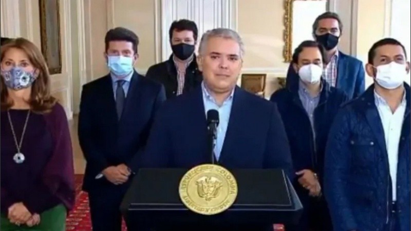 El presidente Iván Duque durante su mensaje al país. 