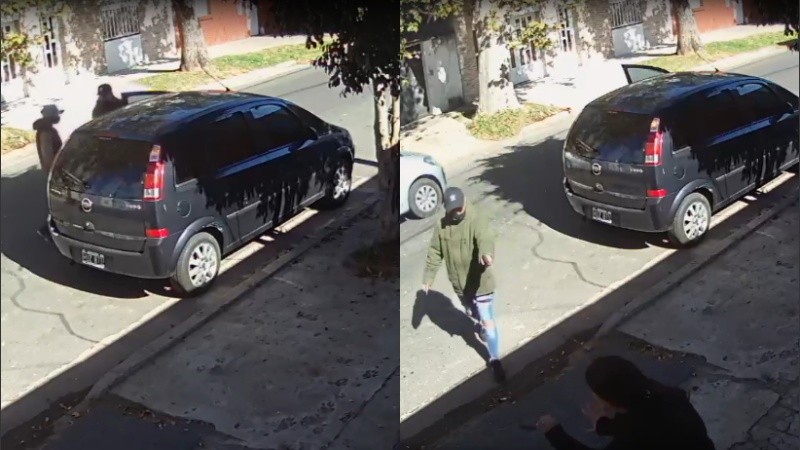 El momento en el que obligan a bajar a la mujer y después la balean.