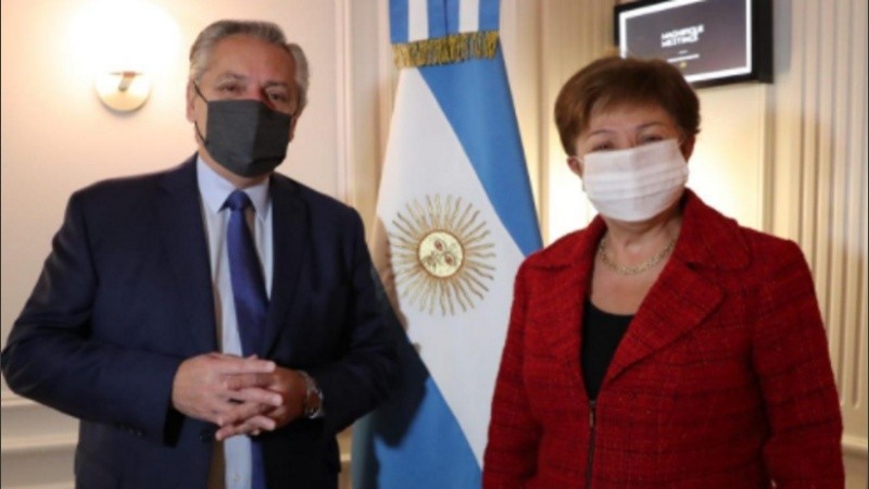 El presidente Alberto Fernández y la directora gerente del FMI, Kristalina Georgieva.