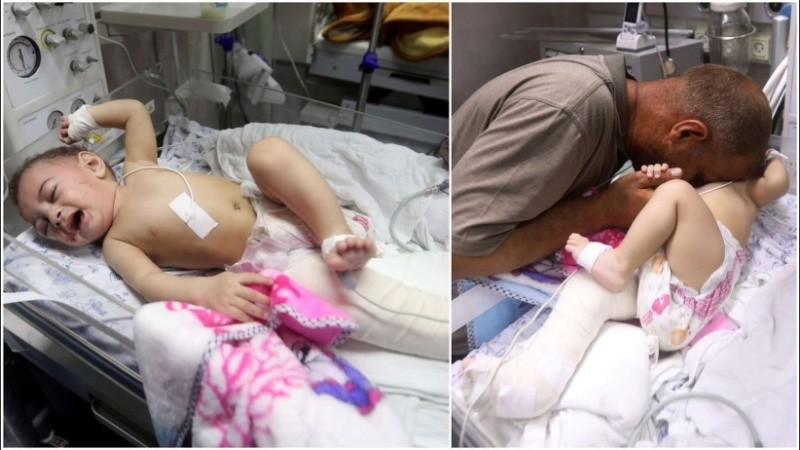 El bebé de cinco meses fue rescatado entre los escombros.