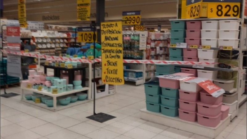 Las góndolas con productos considerados 