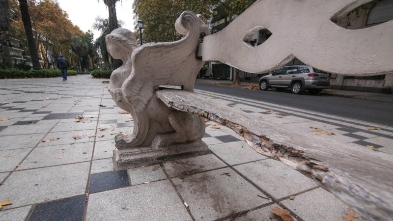 Uno de los tantos bancos de maderas rotos.