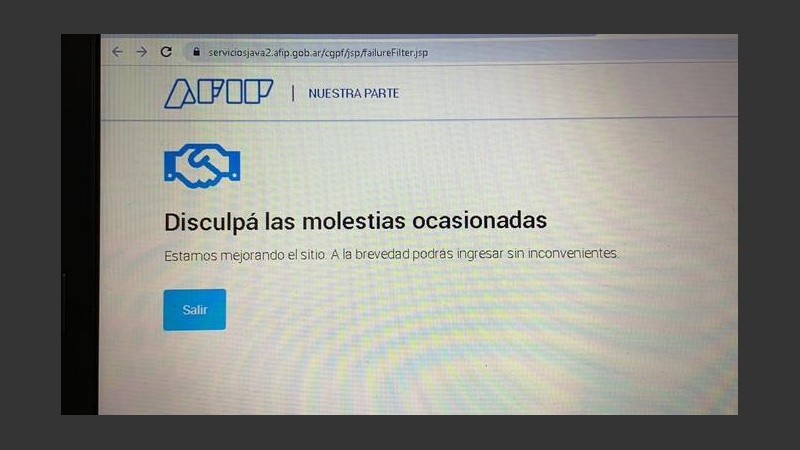 La plataforma no permitió en todo el día hacer trámites importantes