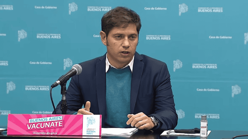 La conferencia de Kicillof esta tarde, tras conocerse el DNU presidencial.