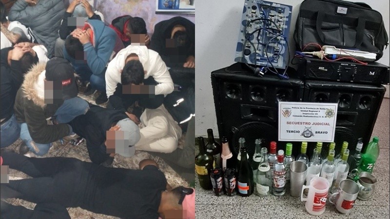 Los detenidos y equipos secuestrados.