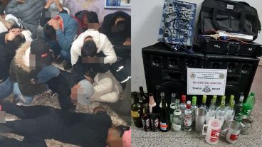 Los detenidos y equipos secuestrados.