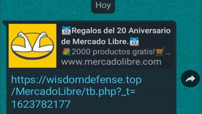 El peligroso link se desparramó por Whatsapp.